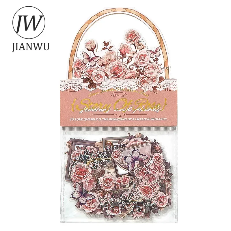 JIANWU Flower Appointment Series Vintage Floral Landscaping Material Collage PET Sticker Creative DIY Journal Stationery