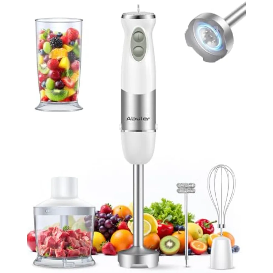 Immersion Blender Handheld 1000W 5 in 1 Corded Stick Hand Blender Kitchen with 12 Speed BPA-Free Mixing Beaker Chopper Whisk Mi