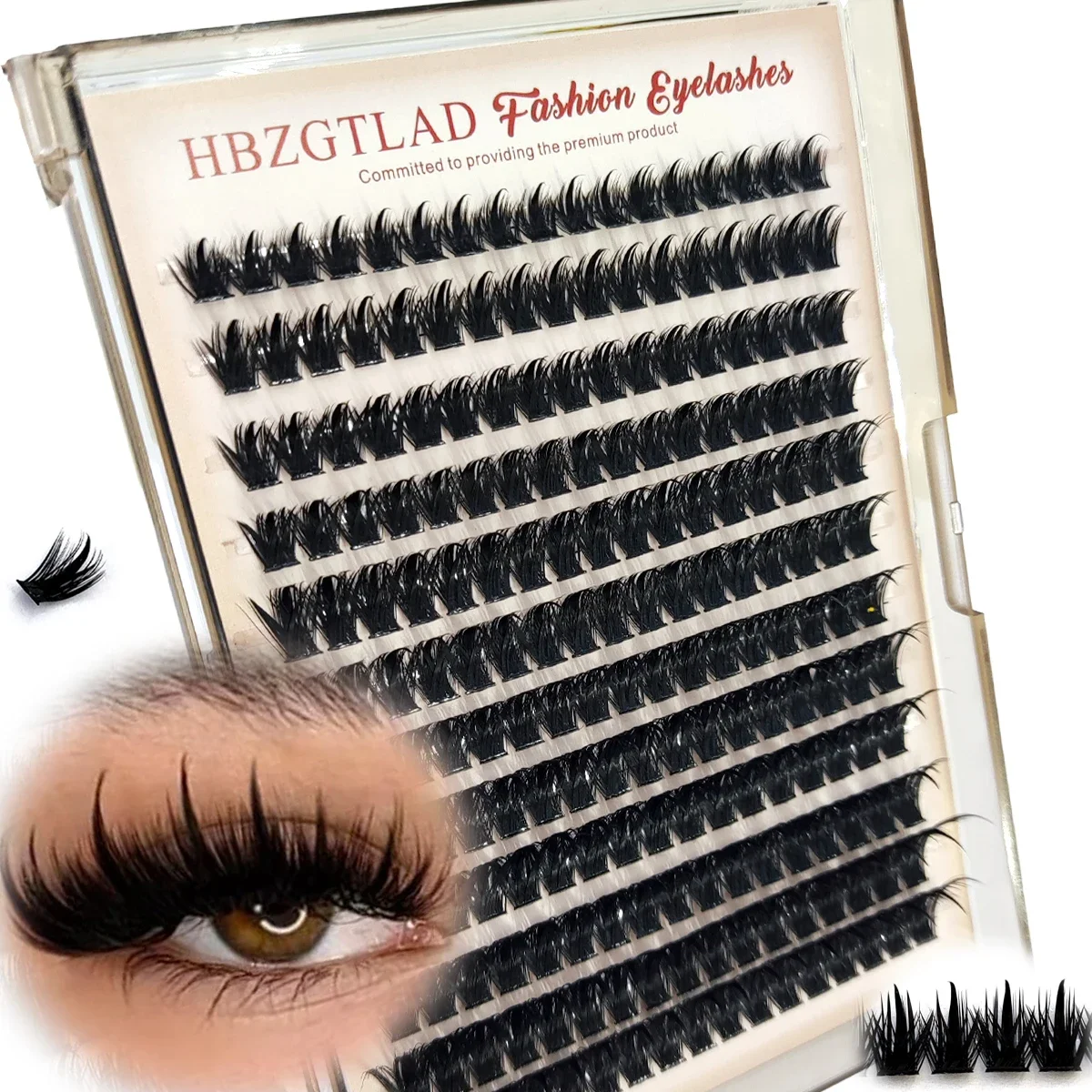 HBZGTLAD neue vorab geformte Fox-Eye-Fluffy-Wimpern, Manga-Wimpernbüschel, natürliche Katzenaugen-Wimpern mit Spitzen-Wimpernbüscheln mit Unterwimpern
