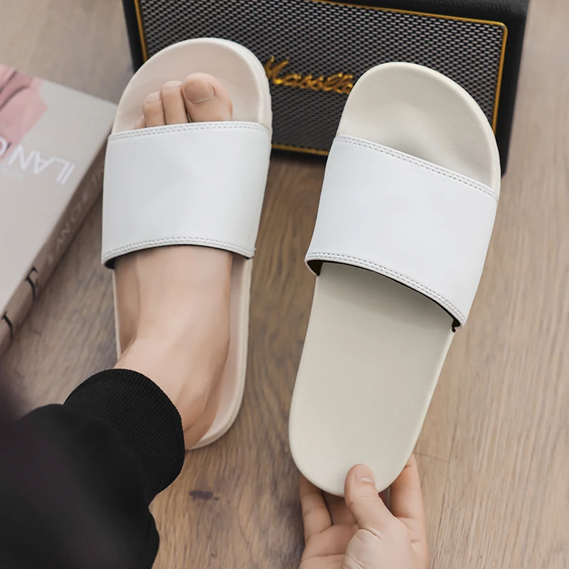 

2026 Men'S Summer New Casual Fashion ins Slippers Thick Bottom EVA Comfortable Indoor Sandals Solid Color Open Toed Sandals