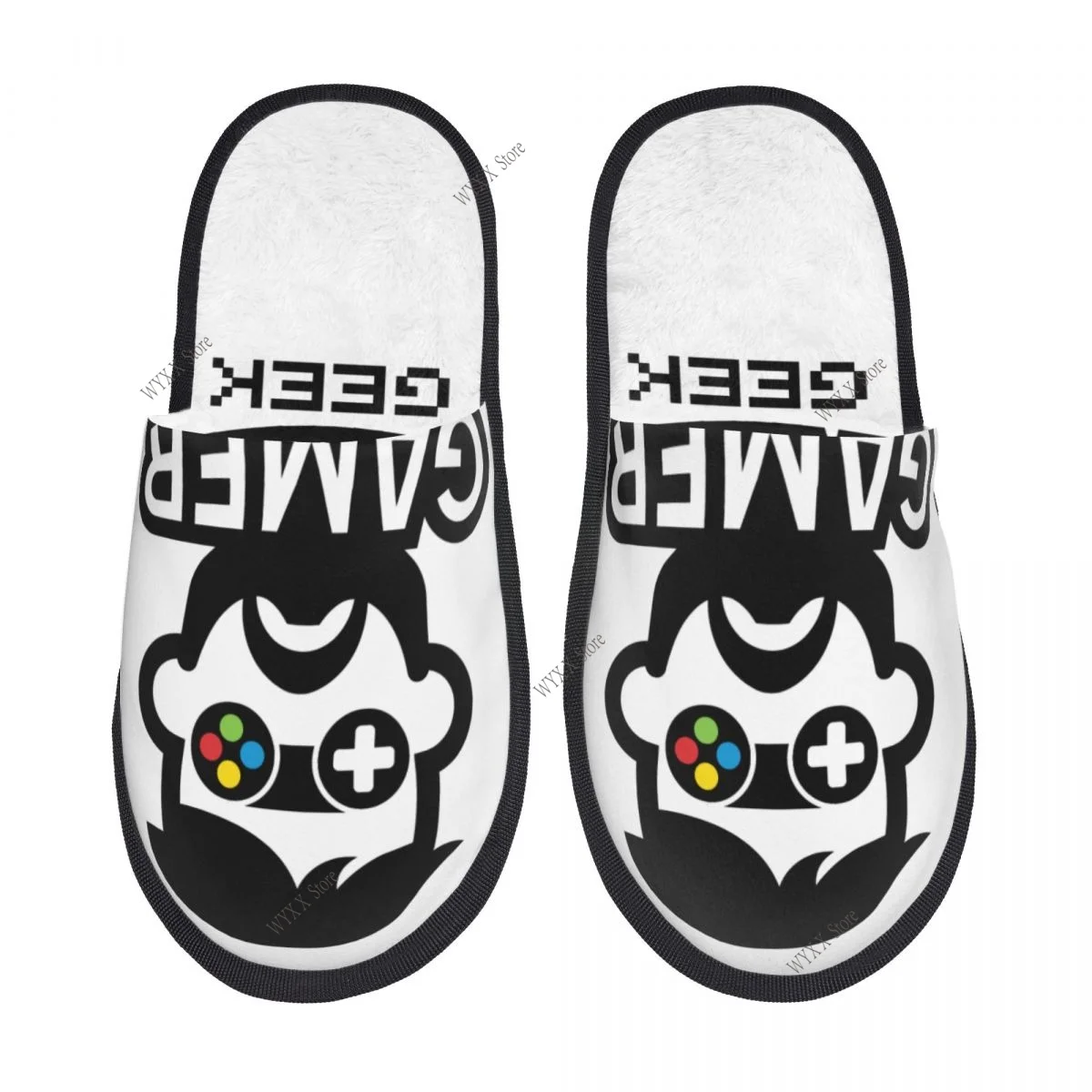 شبشب فرو للنساء والرجال، شباشب شتوية دافئة منفوشة، أحذية منزلية لوحدة التحكم في الألعاب #3