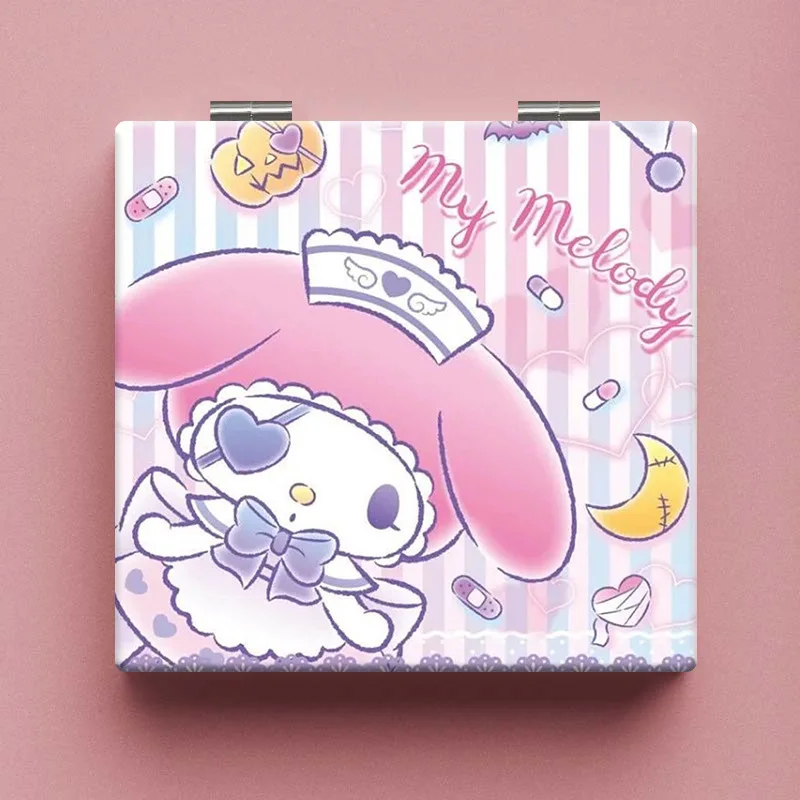 Sanrio  My Melody Portable Portable Makeup Mirror Handheld Mini Folding Cartoon Double-Sided Mirror A Birthday Gift for Girls