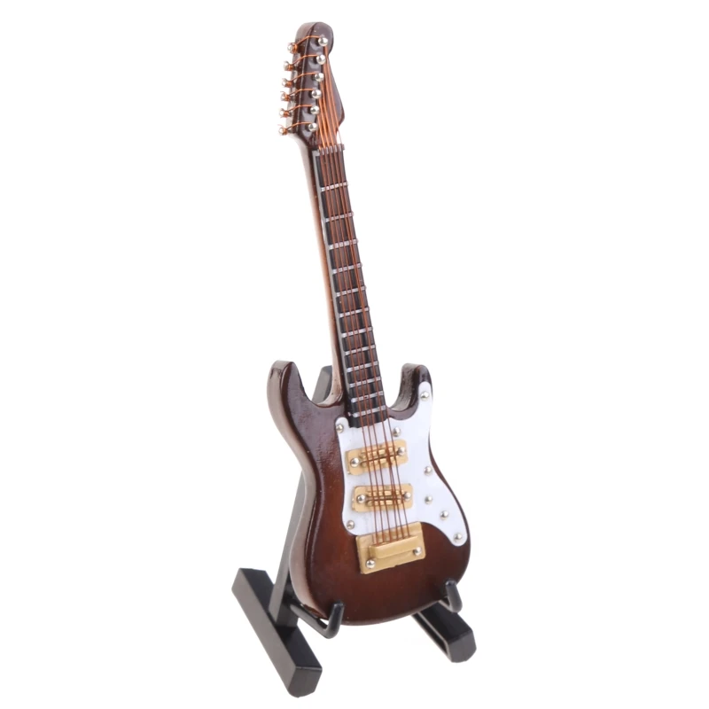 2023 New 10cm Miniature Electric Guitar Replica with Box Stand Musical Instrument Model