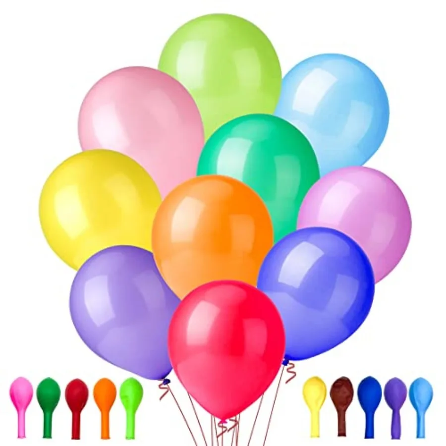 

100 PCS Colors Inside 10 Colors-10 Per Color,12 Inch Balloons Bulk, Suitable for Birthday, Family Party, Graduation, Wedding