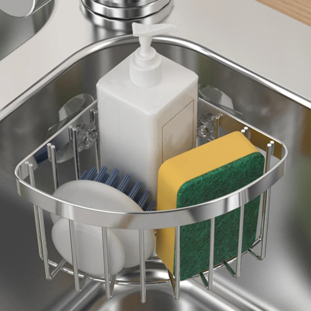 

Kitchen Sink Rack Sponge Holder with Suction Cups Organizer 304 Stainless Steel Dish