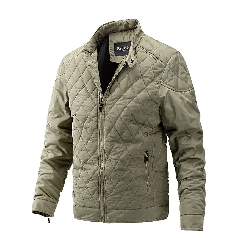 2025 Winter Jacket Men Diamond Stitching Windproof Men\'s Parkas Cotton Padded Clothes Mens Outdoor Camping Hiking Coats MY892