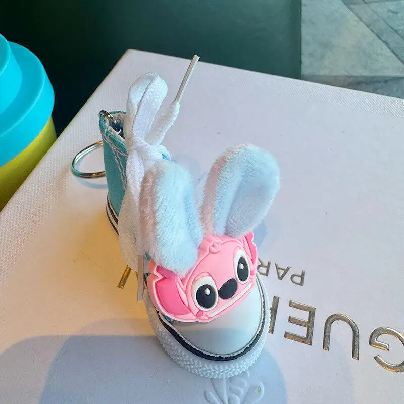 Disney Lilo&stitch Stitch Creative Ears Canvas Plush Cute Shoes Keychain Small Shoes Mini Keychain Backpack Decoration Boy Gift