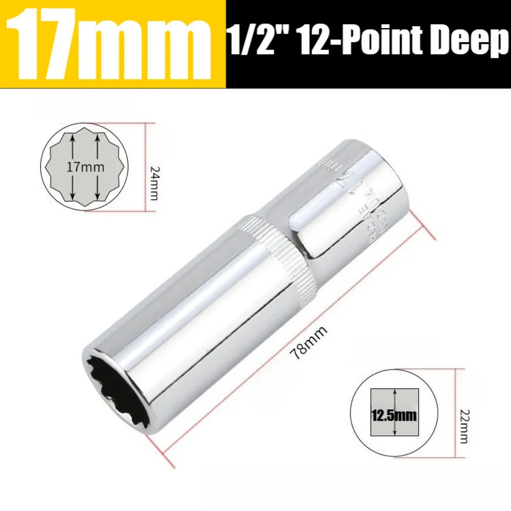 12-Punkt-Metrische Tiefsteckschlüssel-Set, 1/2 Zoll Antrieb, 8-32mm, Schlagschrauber-Einsatz aus Cr-V-Stahl, für Heim- und Auto-Reparaturen – Detail 5