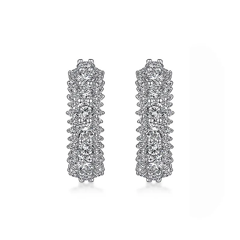 925 فضة مكعب زركونيا هوب أقراط فاخرة الأذن اكسسوارات للنساء حفل زفاف الجمالية مجوهرات جديد #3