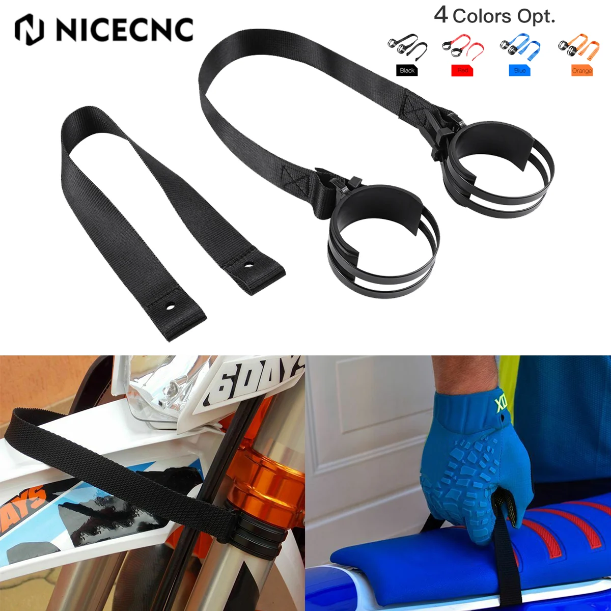NICECNC For 50-70mm Fork Pipe KTM Husqvarna Husaberg GasGas Beta Sherco Honda Yamaha Suzuki Front Rear Holding strap Lift Handle