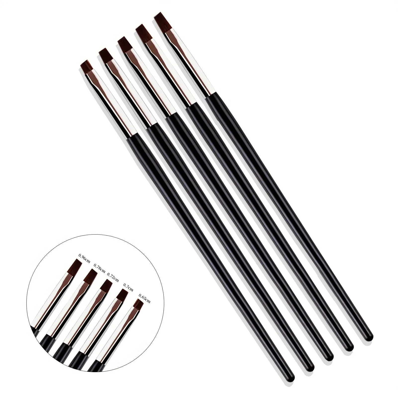 5PCS Nail Art Brush Black Handle Acrylic & UV Gel Extension Pen for DIY Manicure Fine Detailing Floral Designs Nail Accessories