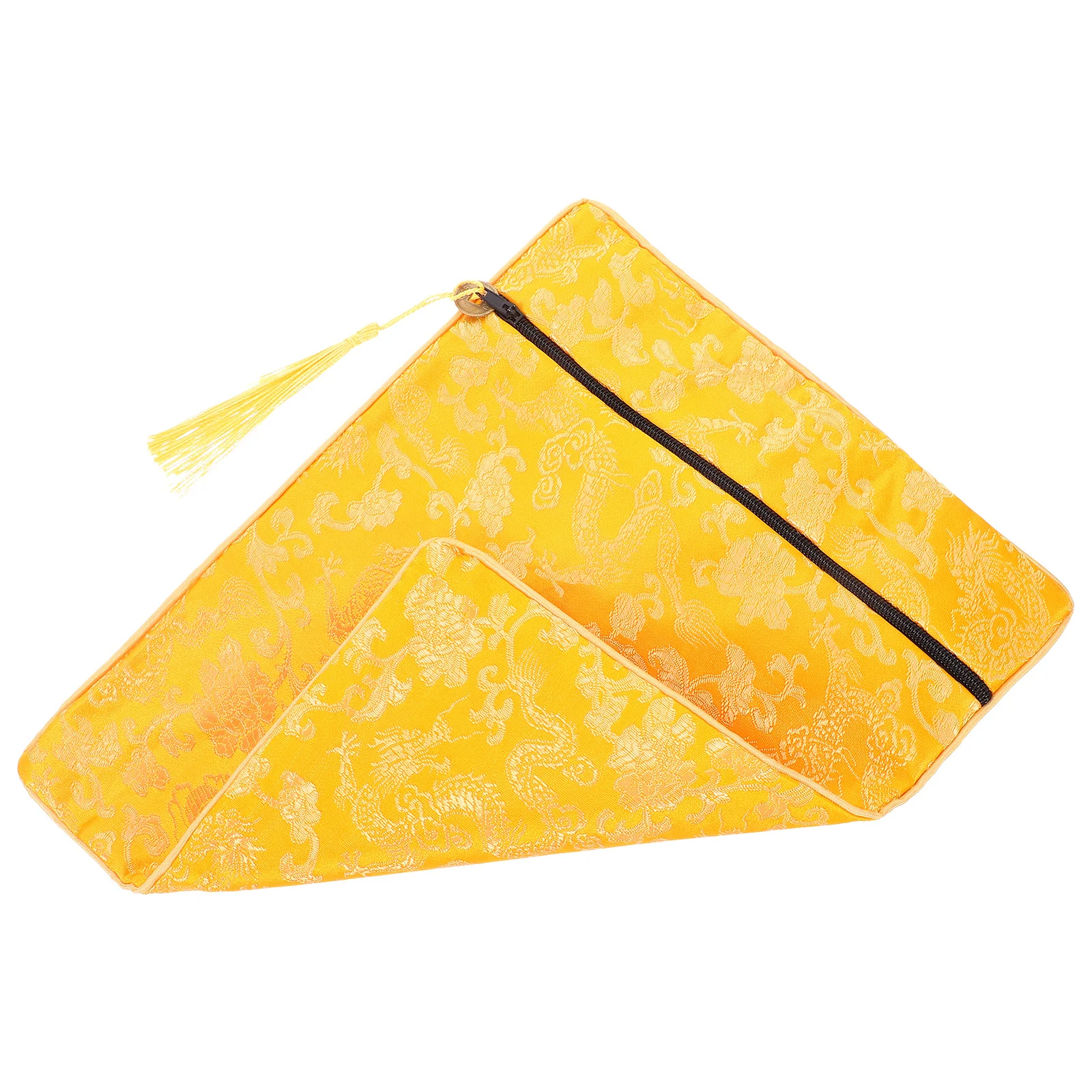 

Yellow Dragon Embroidered Scripture Storage Bag Buddhist Book Pouch Wrap Organizer For Temple Books Documents Bible Carrier