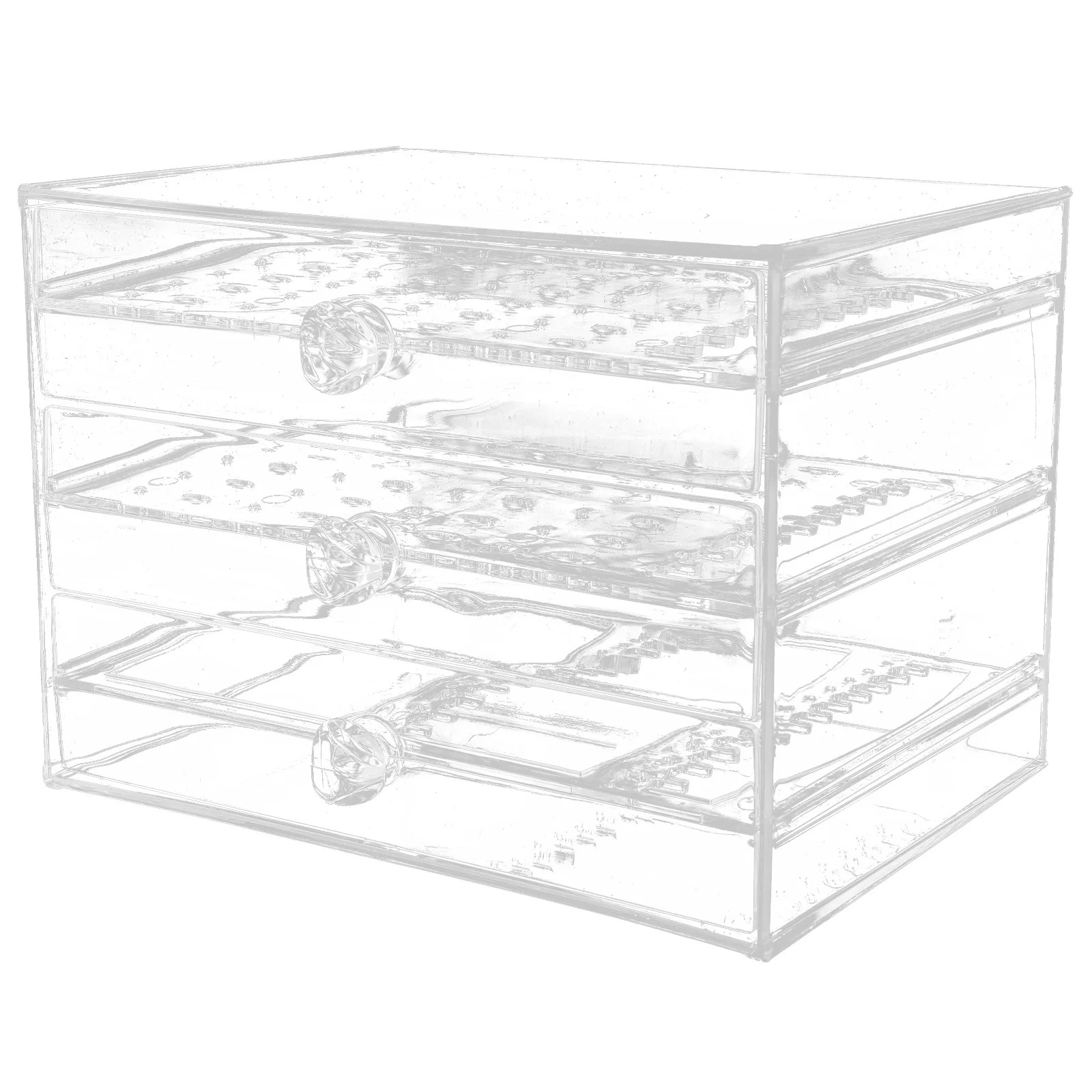 Earrings Storage Box Transparent Plastic Organizer Large Capacity Desktop Display Anti-Dust Container 3 Layers 30 Compartments