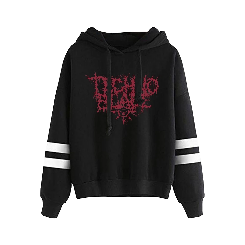 Technolade-Metal Front Hoodie para Homens e Mulheres, Moletom Pocketless, Manga de Barras Paralelas, Streetwear, Roupas Novas da Moda