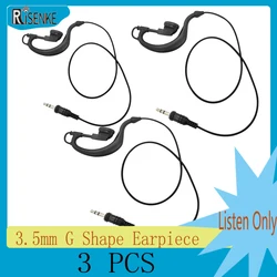RISENKE-G Shape Tactical Headset, Earpiece for Transceiver, Radio Shoulder Speaker, Mic, Listen Only, Straight Plug, 3.5mm, 3Pcs