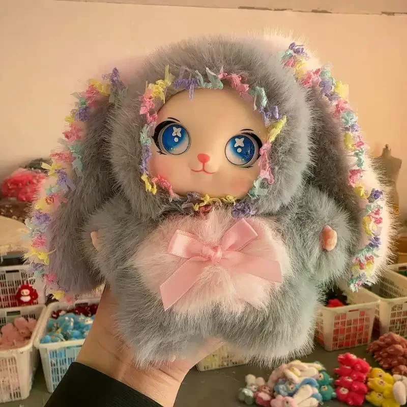 Cute Bow Rabbit Ear Plush Doll Toy Pendant Keychain Ornaments Backpack Hangings Decoration Car Keyring For Women Girls Gift view 5