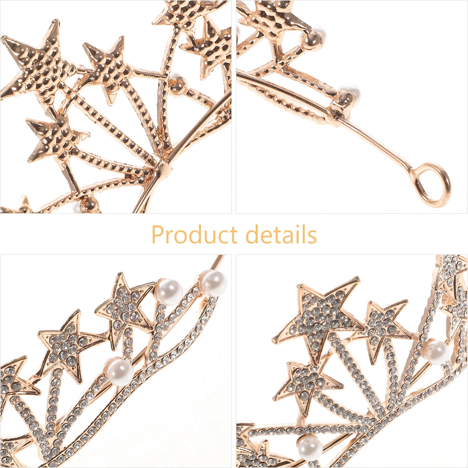 

Bridal Hair Accessories Crown Accessory Pearl Prom Wedding Tiara Golden Bride Headpieces for Banquet