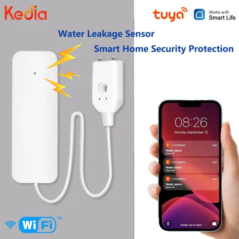 Kedia-Tuya WiFi Sensor De Vazamento De Água, Smart Home Security, Overflow e Detector De Água Completa, Remote Push Reminder, Proteção, SmartLife