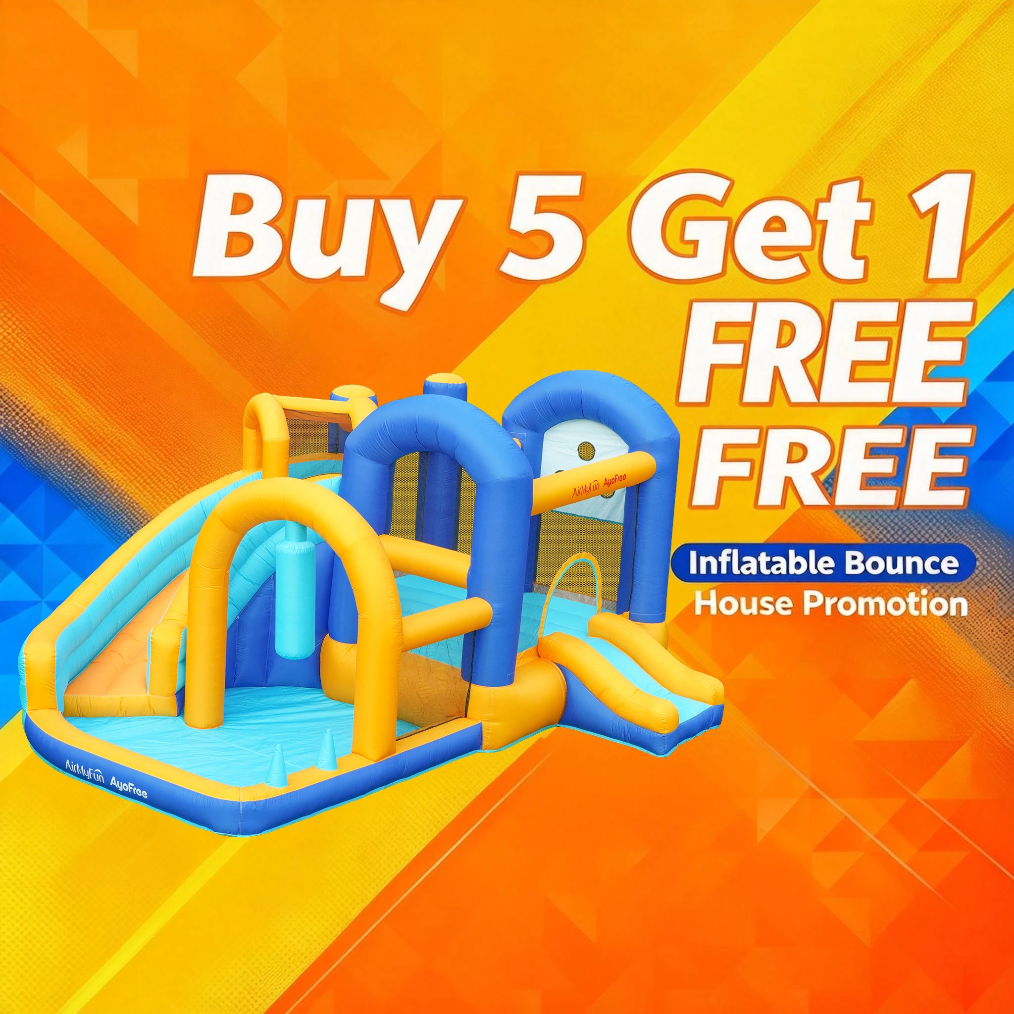 AirMyFun Customizable Inflatable Bouncy House With Slide | 420D+840D Oxford Fabric Funny Games Kids Play Castle