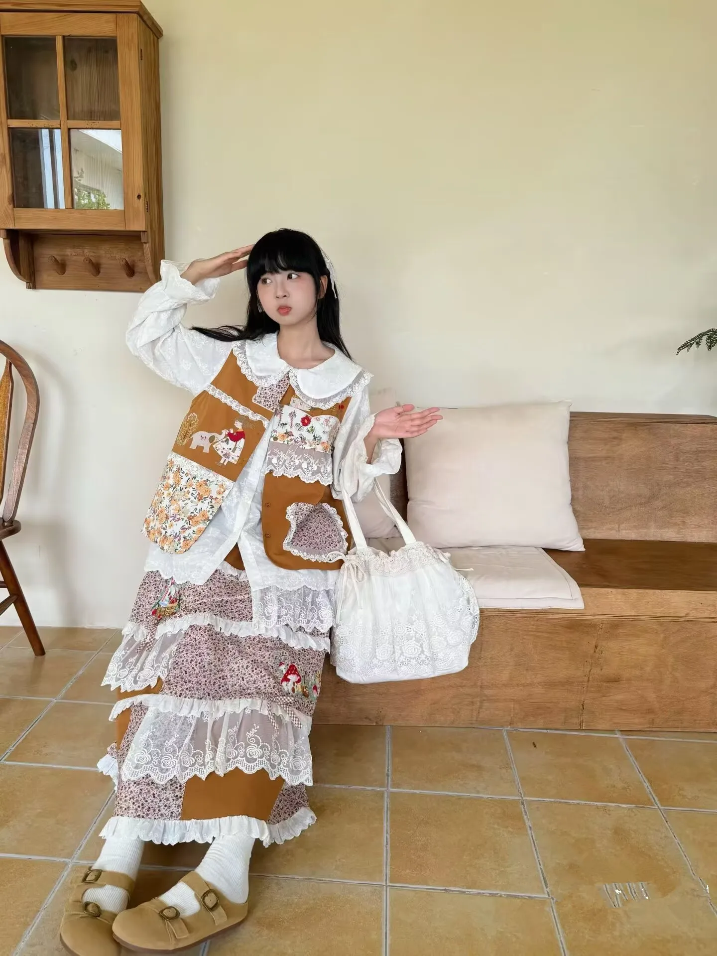 Mulheres vintage algodão saias longas japonês mori menina cintura elástica solta kawaii midi saia faldas mujer