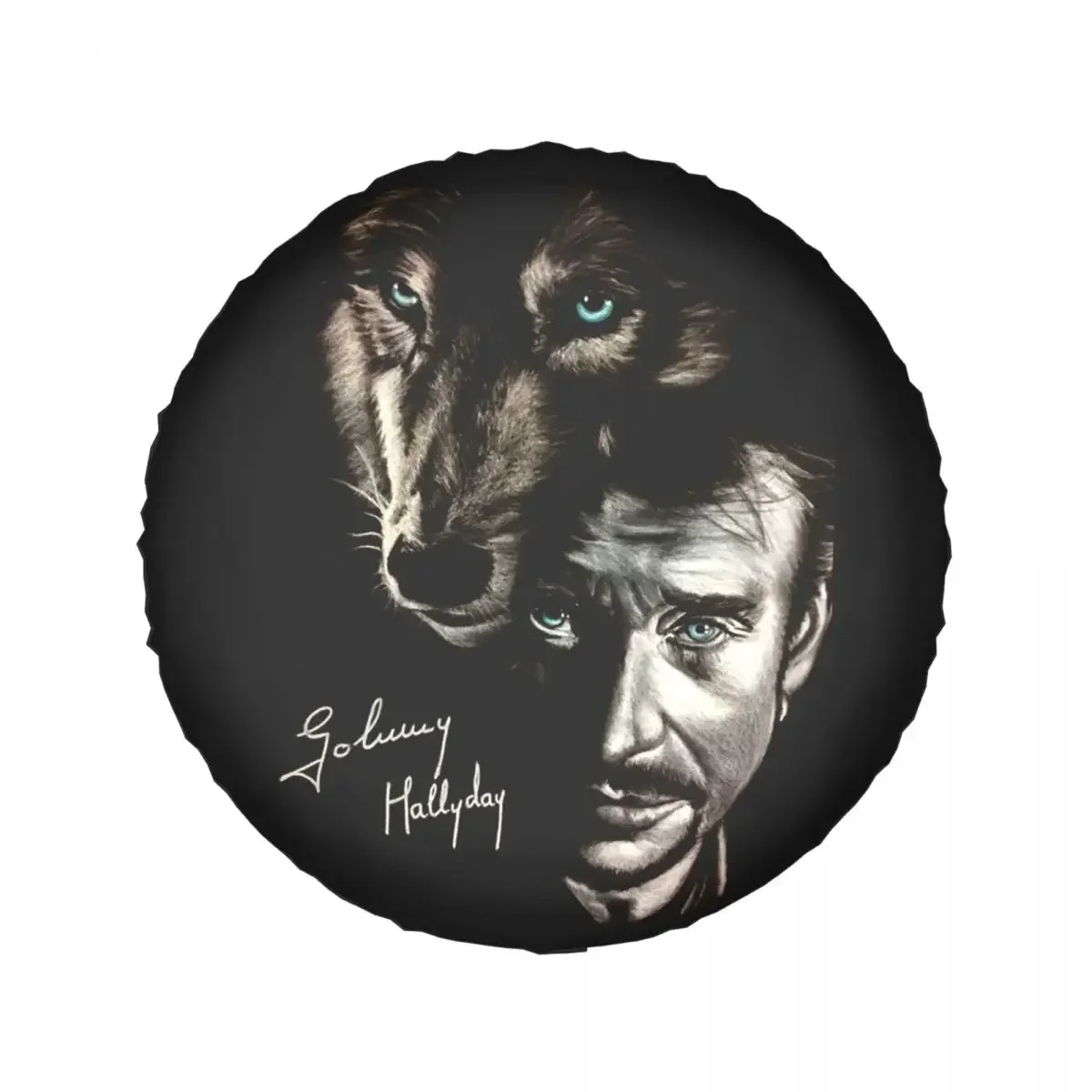 Johnny Hallyday And Wolf Tire Cover 4WD 4x4 SUV France Singer Rock Star Spare Wheel Protector for Jeep 14