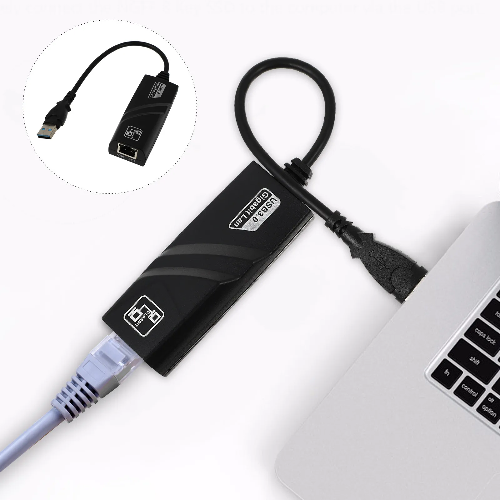 Ethernet Adapter Black Compatible for TV 3 Stick Streaming Streaming Buffering Stop Automatic USB Adapter Plug Play