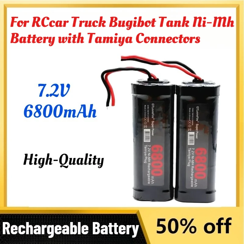 

High-Quality 7.2V 6800mAh NiMH Battery Pack for RCcar Truck Bugibot Tank Ni-Mh Battery with Tamiya Connectors Persistent Standby