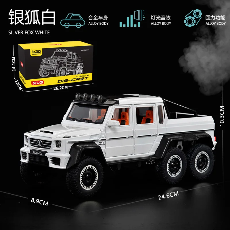 1:20 Mercedes-Benz 6X6 AMG off-road car Diecast Metal Alloy Model car Sound Light Pull Back Collection Kids Toy Gifts C519