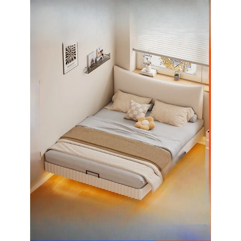 

French cream wind tofu block leather new thin bedside