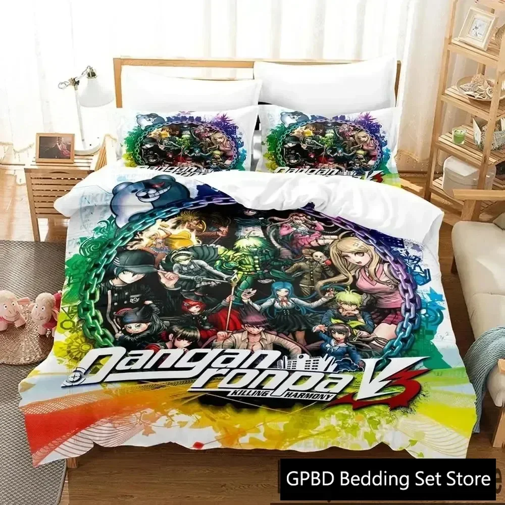 Anime Danganronpa Monokuma Bedding Set Duvet Cover Bed Set Quilt Cover Pillowcase Comforter king Queen Size Boys Adult