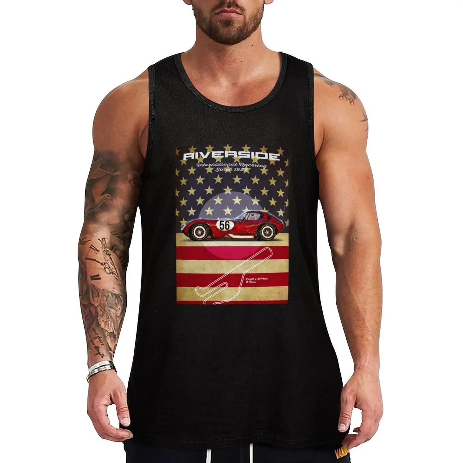 

Riverside Racetrack Vintage Tank Top Abstract Graphic Tank Top Art Print Sleeveless