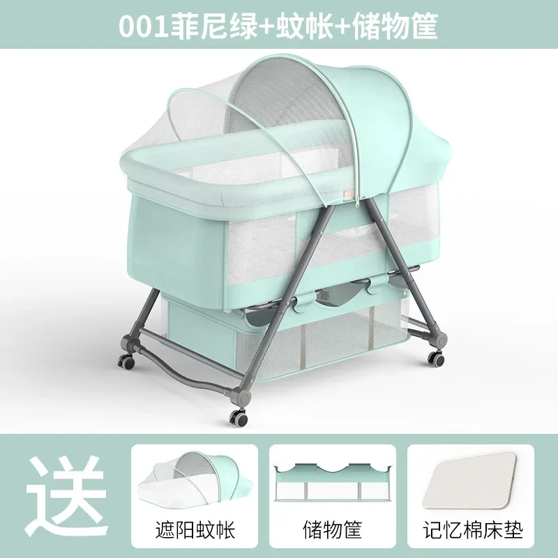 Portable Movable Crib Foldable Height Adjustable Splicing Large Bed Baby Cradle Bed Bb Bed Anti Overflow Milk