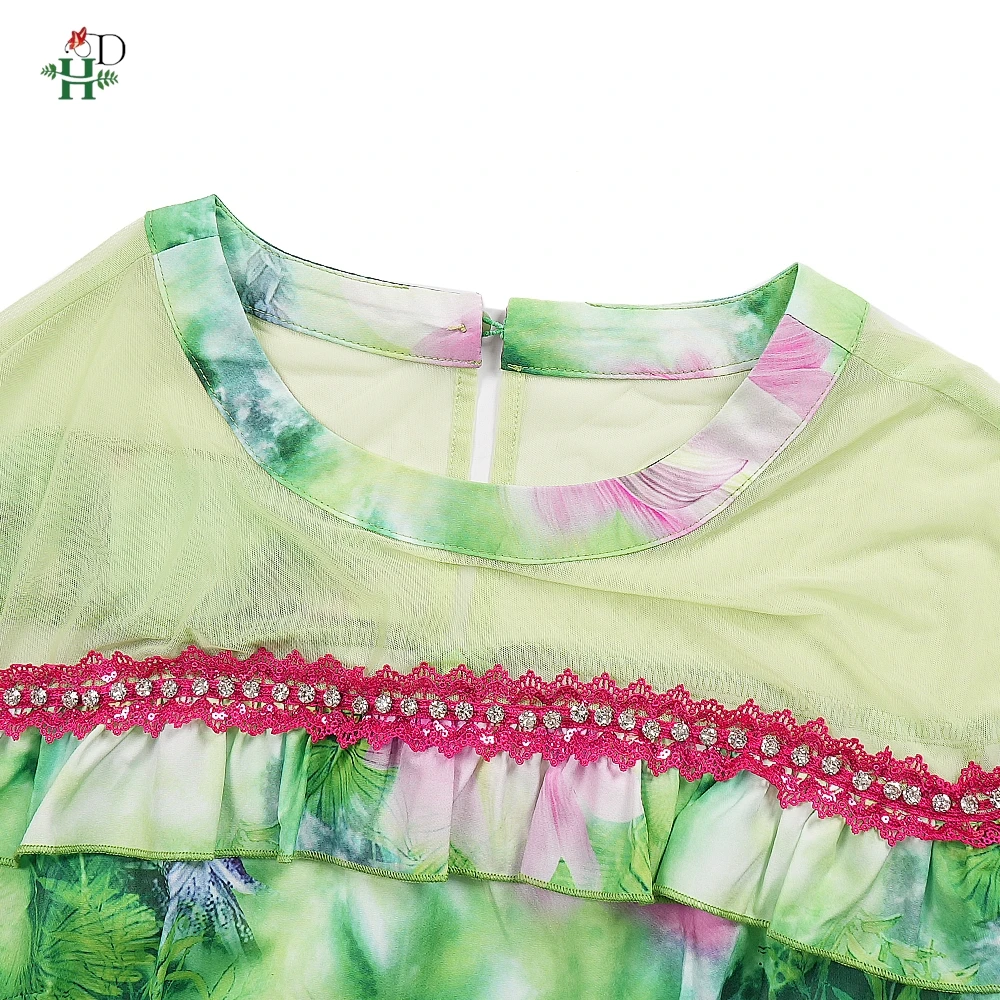 Vestiti africani per le donne vestono 2025 nuova moda verde increspato gonna a strati vestito da partito abito estivo fiore abiti casual veste