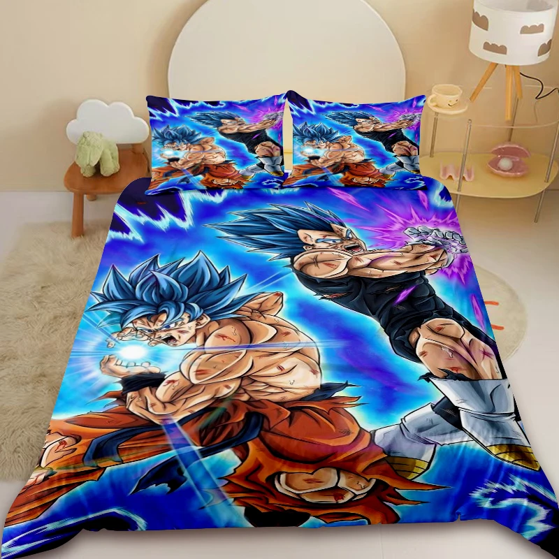 Poszwa na kołdrę Dragon Ball Zestaw pościeli z kreskówek Poszwa na kołdrę z poszewką na poduszkę Małpa Król Królowa Król Nastolatki Anime Prezent do sypialni