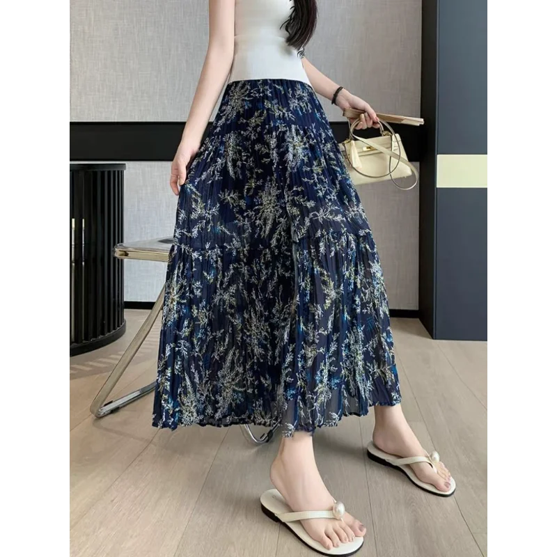 High-end Retro Floral 2025 Spring and Summer New High-waist Slimming Age-reducing Skirt