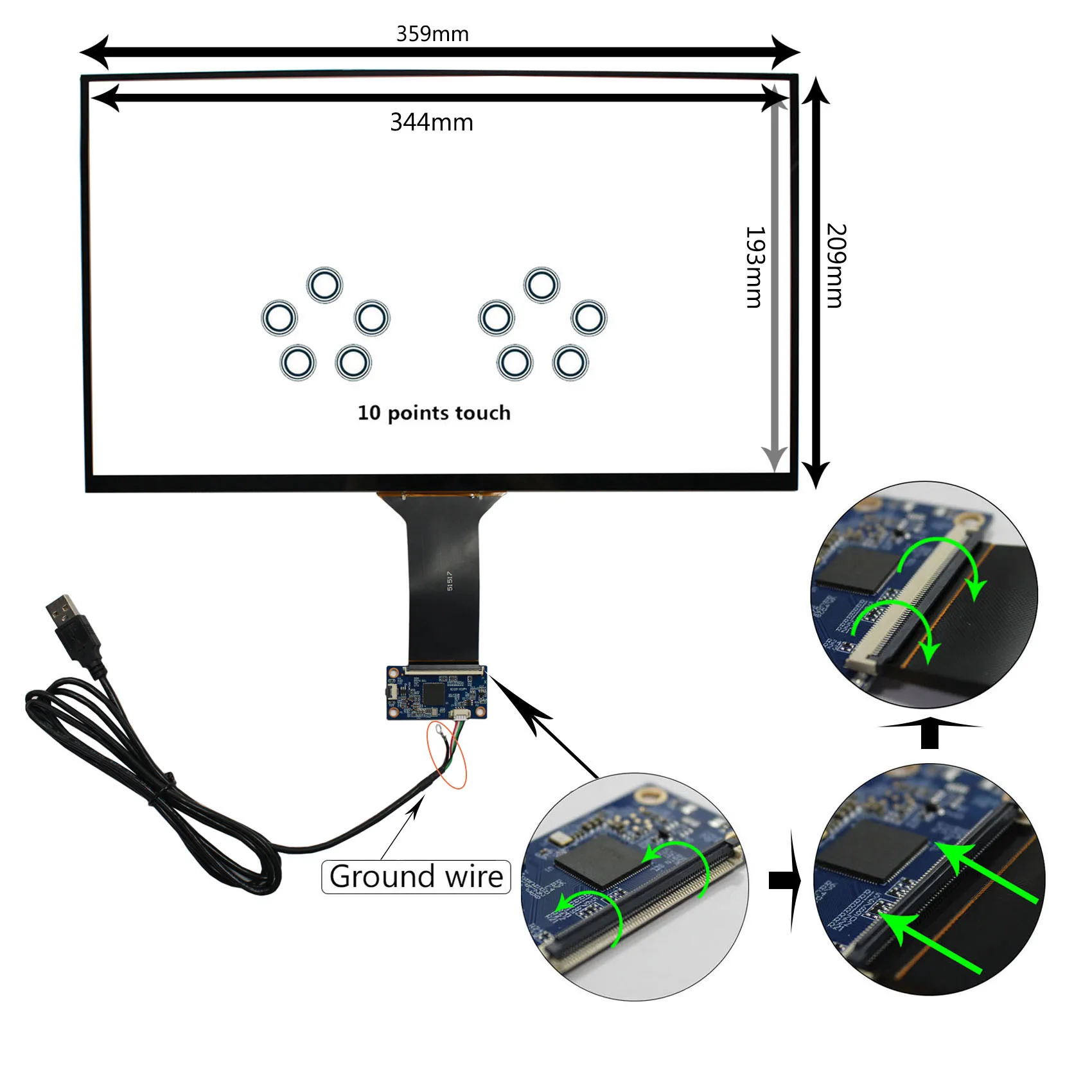 

15.6" Capacitive Screen Panel for 15.6inch 1920x1080 LCD Screen