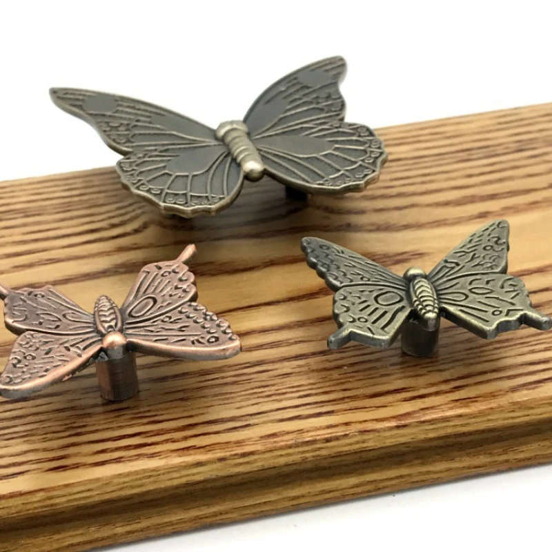 2pcs Handware Zinc Alloy Cupboard Wardrobe Pull Handle Retro Butterfly Shape Drawer Cabinet Handle Furniture Knob