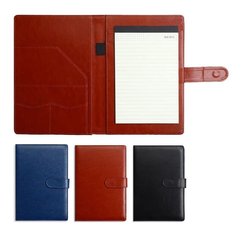 Mini A5 Padfolio Portfolio Binder Brown Legal Writing Pad Document Organizer مجلد لمكتب المدرسة والفندق 7 × 10 بوصة #3