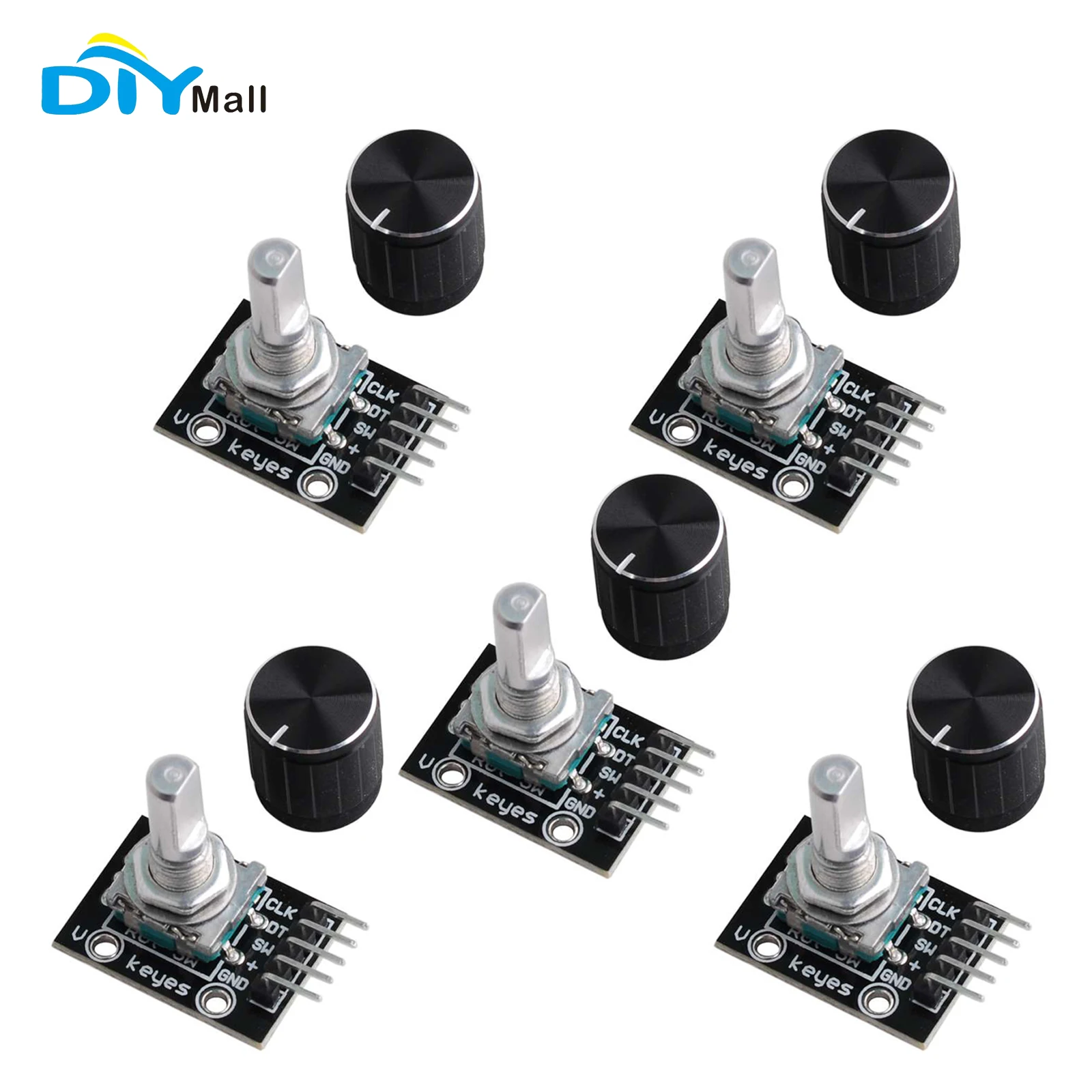 

DIYmall 5 шт. 360-градусный модуль поворотного энкодера с ручкой, сенсорный переключатель для проектов Arduino