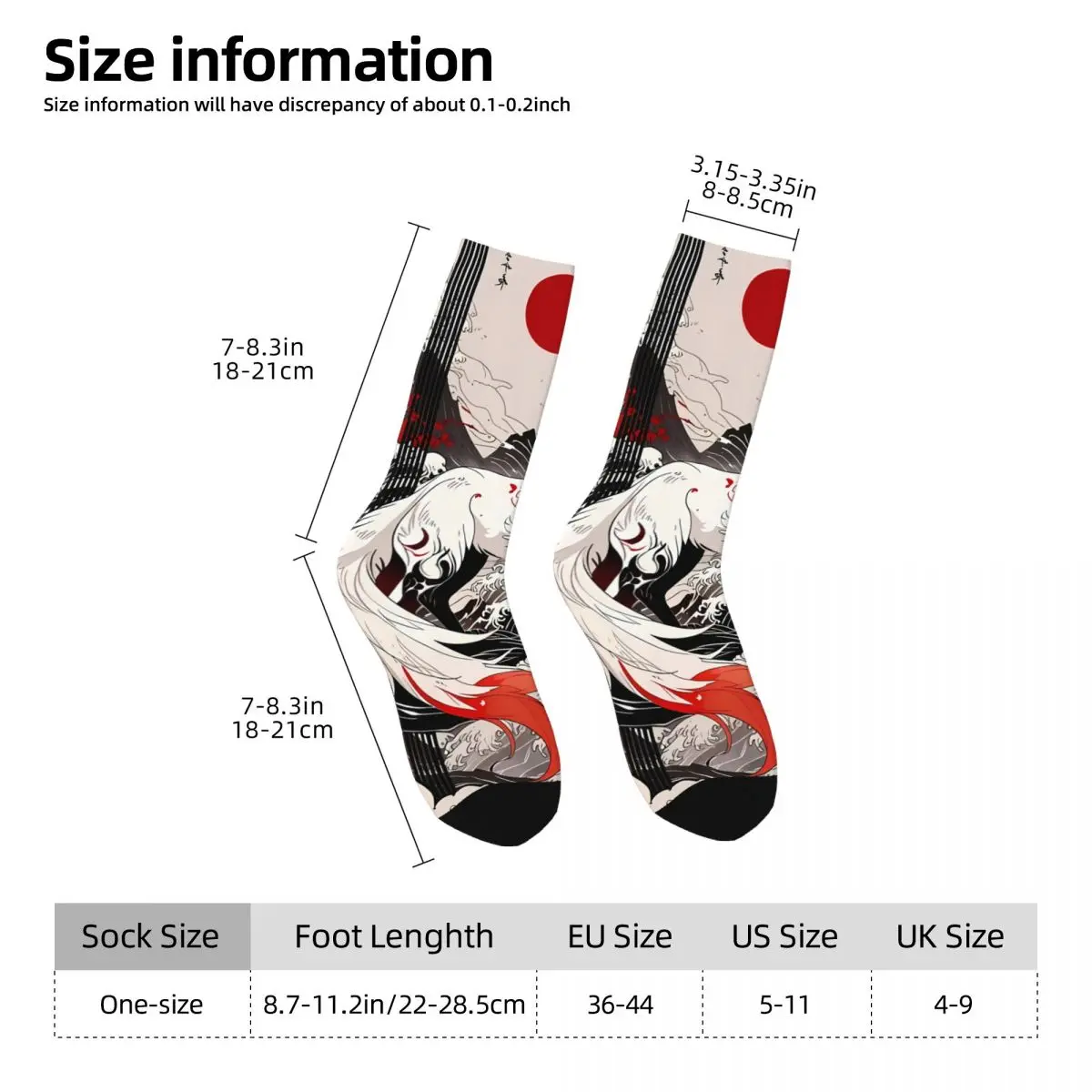 Japanese Fox Sock Printed Man Polyester