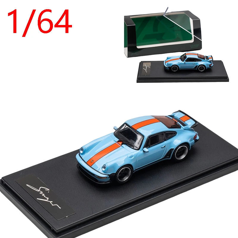 Diecast 1/64 Scale Porsche Singer Turbo 930 Sports Car Model Alloy Porsche Singer Turbo 930 Bay Blue Racing Car Model Display