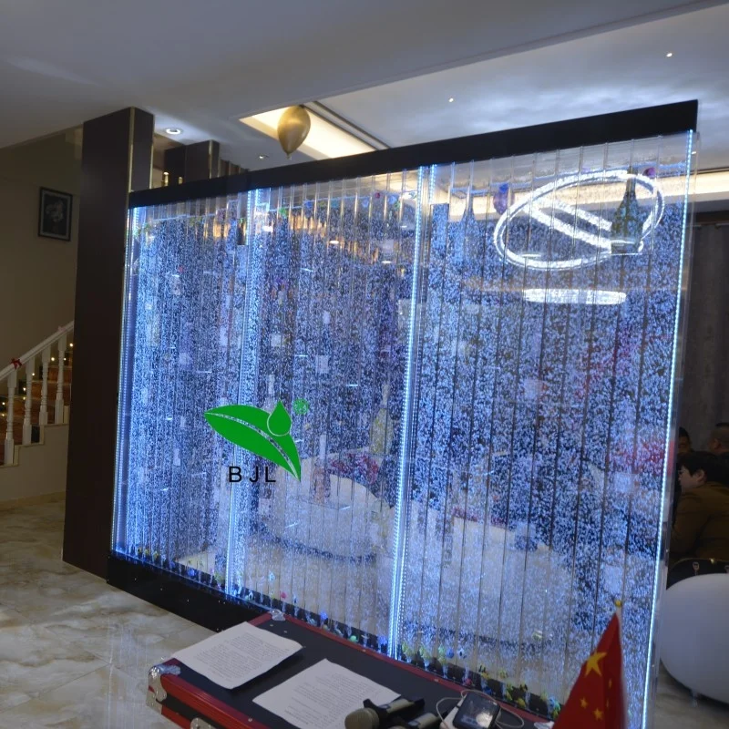 Customization.Restaurant Hotel Decoration Floor Standing Multi Colors Led Light Acrylic Dancing Water Fountain Bubble Panel Wall