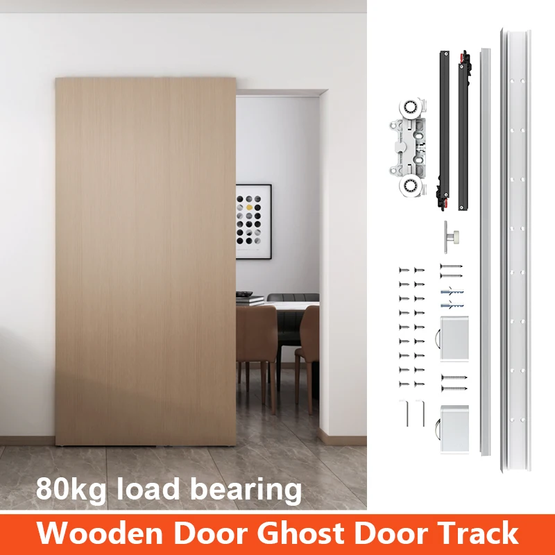 Concealed Sliding Barn Door Hardware 42in 1060mm Sliding Door Slide Rail Kit Home Interior Sliding Doors Hidden Sliding Track