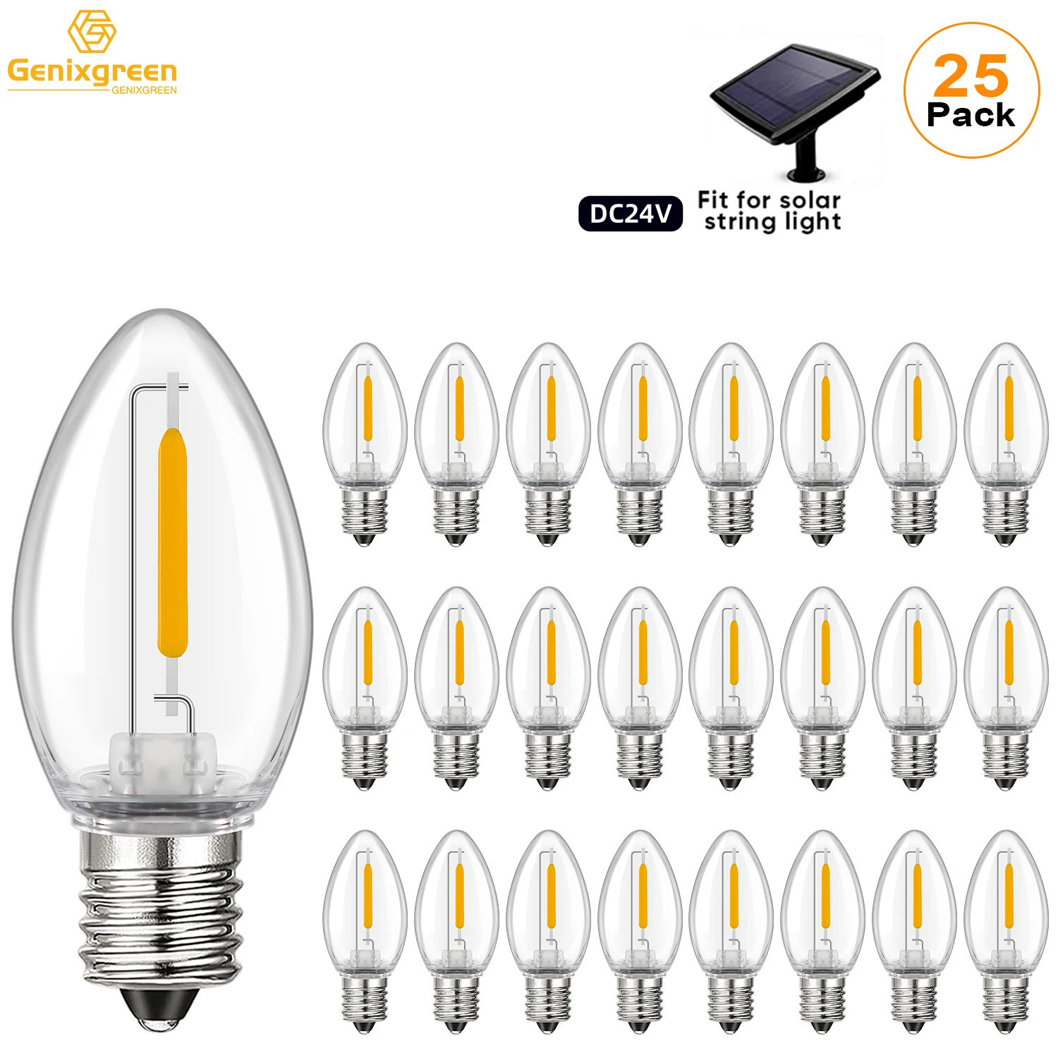 C7 LED Replacement Bulb 24V Christmas Light Bulbs for String Lights E12  Waterproof Vintage Clear Bulbs for Night Light Garden