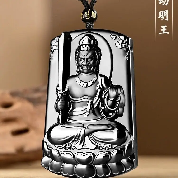 

Natural Hetian jade, ink jade does not move, Mingwang Benming Buddha pendant, male zodiac chicken pendant, female jade necklace.