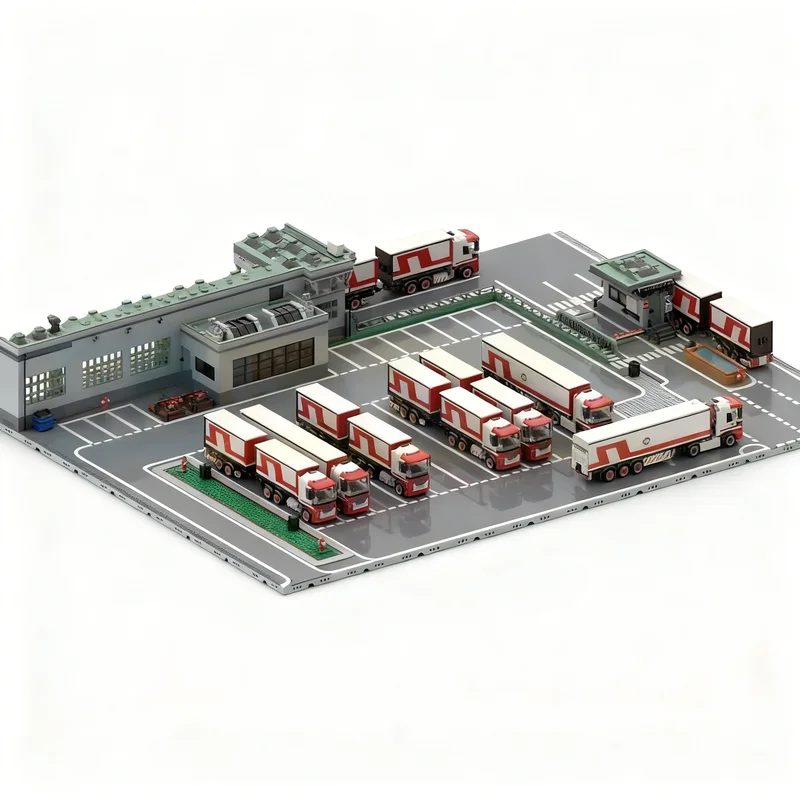 5197 قطعة MOC وحدات Streetscape مركز اللوجستية نموذج بناء لعبة كتل العمارة هدايا عيد الميلاد فكرة إبداعية التعليم