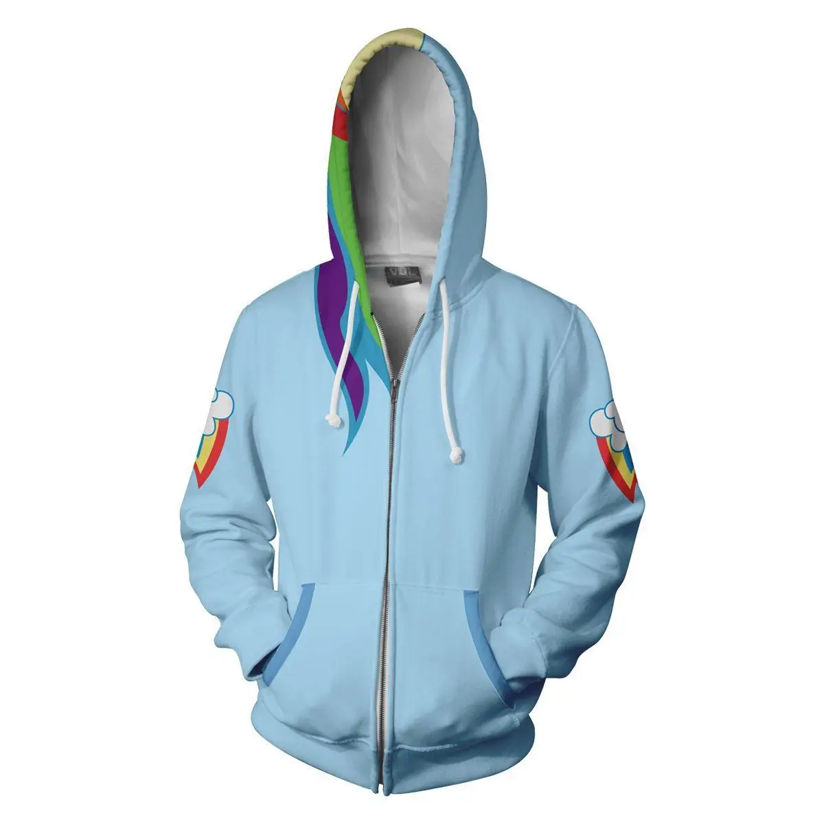 Rainbow Dash Cosplay Hoodie | Princess Luna 3D Print Zip Sweatshirt | Cartoon Animation Jacket for Men & Women Plus Size S-6XL