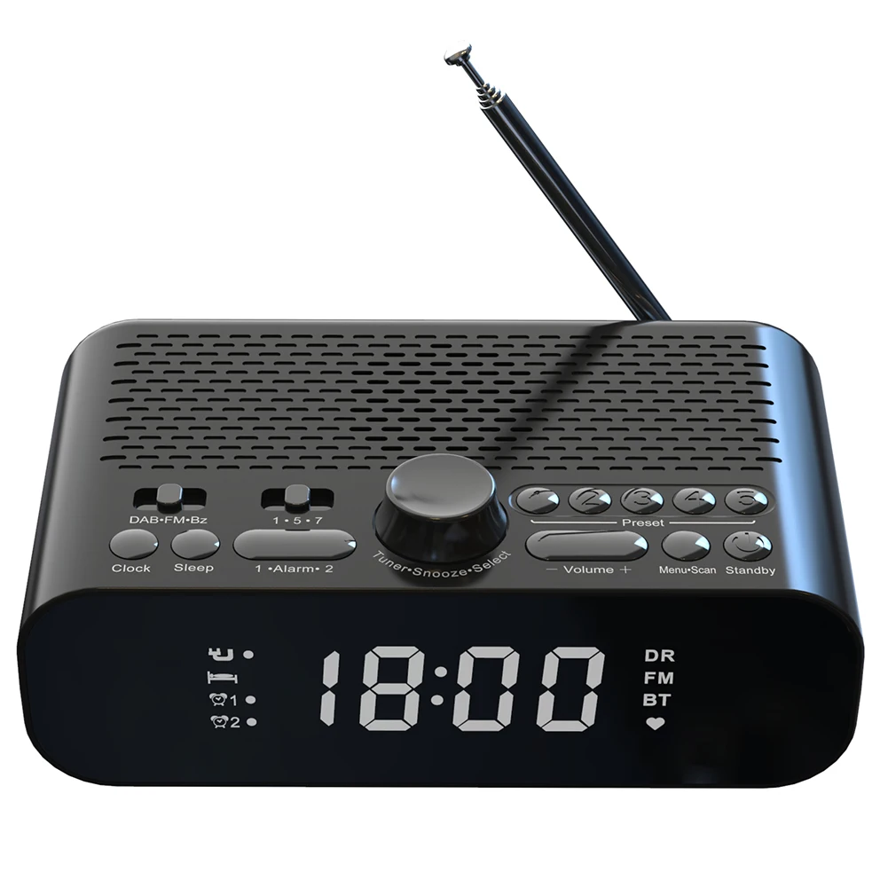 Portable DAB FM Radio LED Display Digital Radio Rechargeable Clock Radio Digital Alarm Clock Radio for Home Outdoor Gift