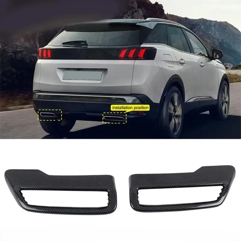 Car Rear Exhaust Muffler End Tip Pipe Sticker Cover Decorative Trim Accessories 2pcs/set For Peugeot 3008 II 5008 T87 2017-2023