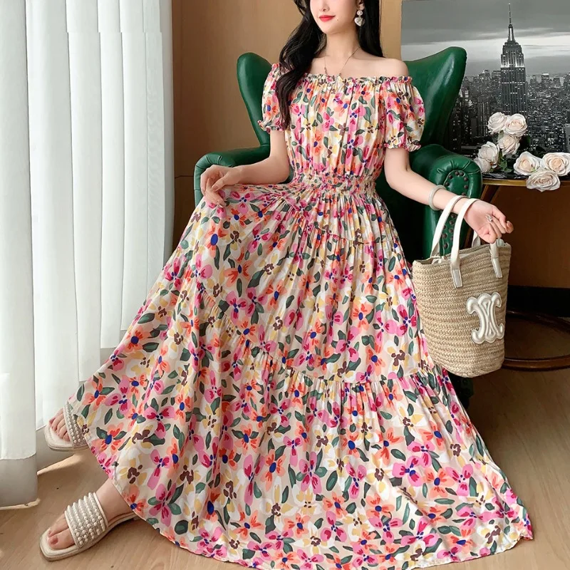 새로운 인도 드레스 여성 의류 여름 보헤미안 롱 빈티지 섹시 한국 패션 캐주얼 보헤미안 플로럴 로브 여성용 드레스
